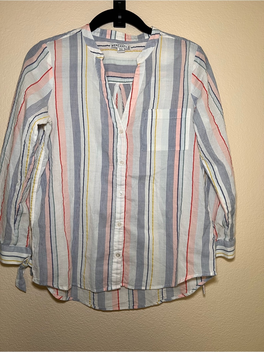 J. Crew Mercantile Multicolor Striped Button-Front Top